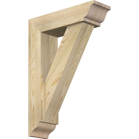 Ekena Millwork Traditional Traditional Rough Sawn Bracket w/ Offset Brace, Douglas Fir, 6"W x 20"D x 28"H BKT0604X20X28TRA01RDF